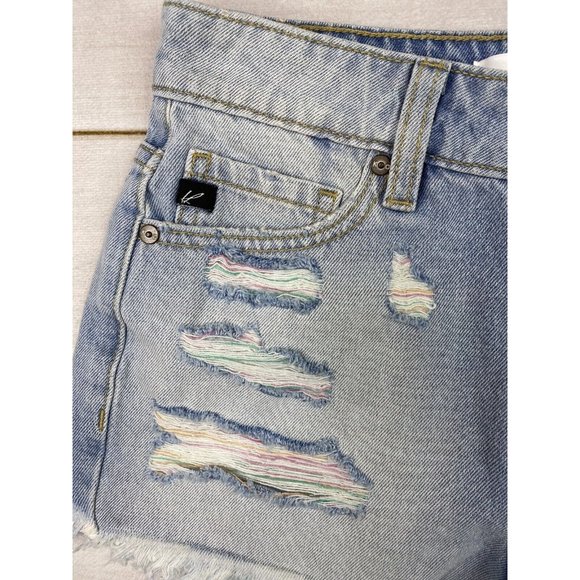 KanCan Shorts Womens Sz 0 23 Light Wash Denim Distressed High Rise worn once - Picture 3 of 12